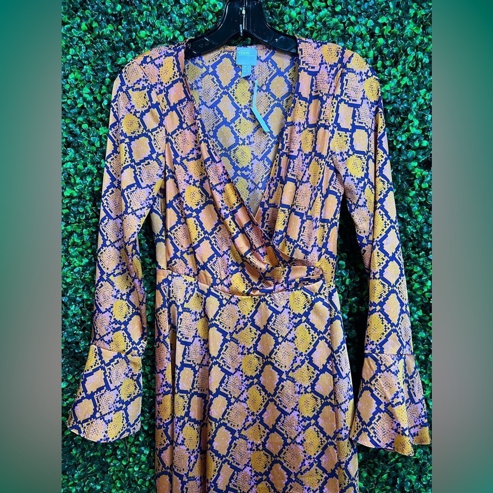 ASOS DESIGN | Python Print Wrap Dress - Picture 6 of 11
